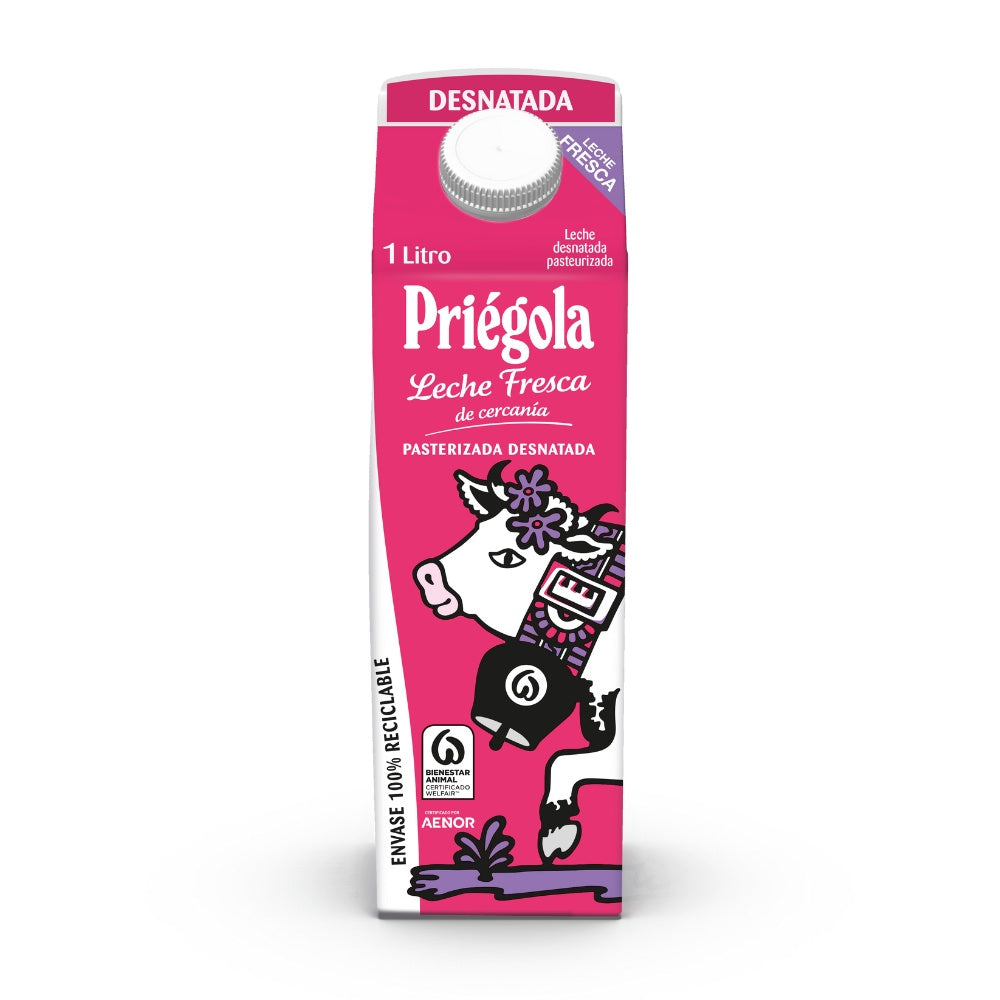 Leche Fresca Desnatada Priégola 1L